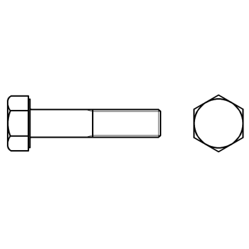 Hex head bolt, partially threaded INOX