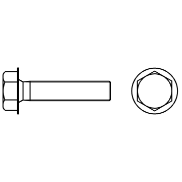Hex head bolt with washer, fully threaded 