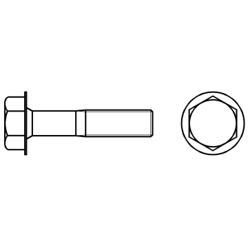 Hex head bolt with washer, partially threaded