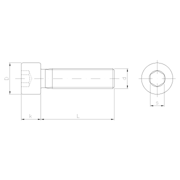 Low cylindrical head screw with hex socket and full thread