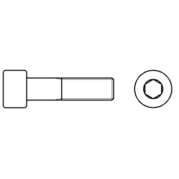Hexagon socket cap bolts, partially threaded INOX