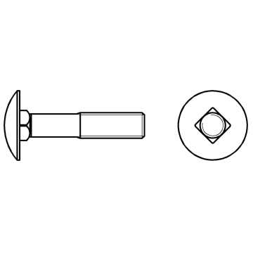 Carriage bolt, partially threaded 