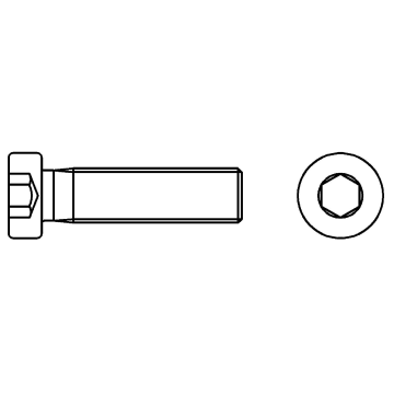 Low cylindrical head screw with hex socket and full thread