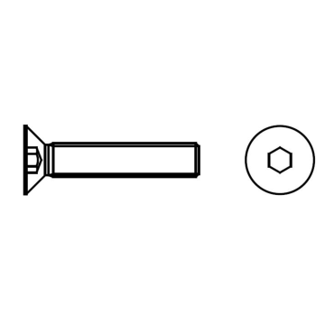 Hexagon socket countersunk head screw, fully threaded