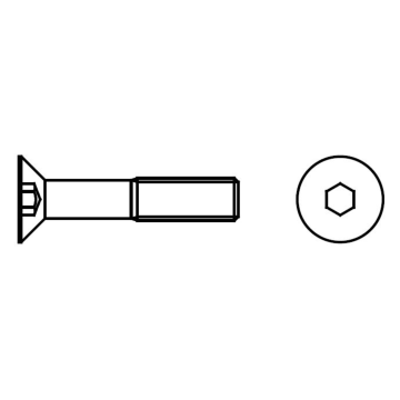 Hexagon socket countersunk head screw, partially threaded
