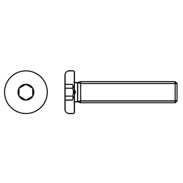 Hex socket pan head furniture screw, fully threaded