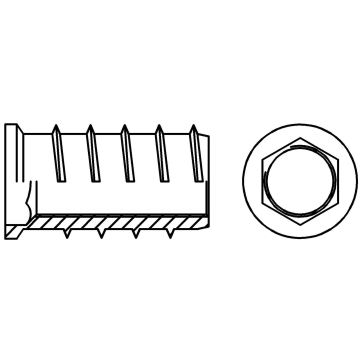 Insert nut with hex socket and collar, D type  
