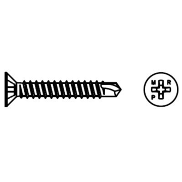 Self-drilling countersunk head screw for PVC joinery