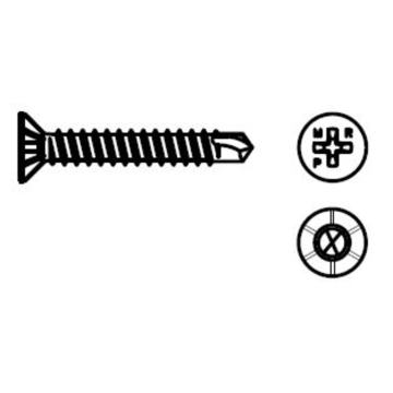 Self-drilling countersunk head screw with ribs for PVC joinery 