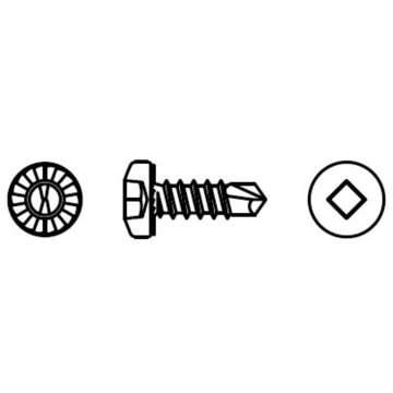 Serrated pan head self-drilling screw with square recess