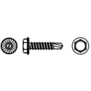 Serrated hex washer head self-drilling screw with square recess