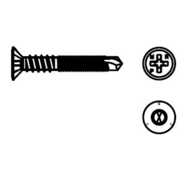 Self-drilling countersunk head screw for hinges