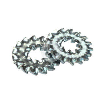 Round elastic washer, fan-shaped, internally and externally toothed