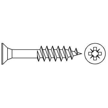 Countersunk head chipboard screw, partially threaded