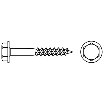 Hex washer head wood screw, partially threaded 