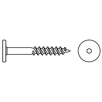 Pan head hex wood screw with hex socket, partially threaded