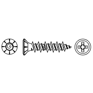 Countersunk head window screw with HiLo thread