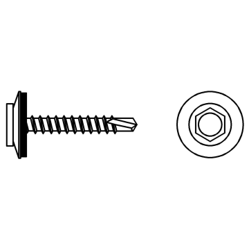 Self-drilling screw (zinc coating). Drilling capacity max. 2 x 1,25 mm