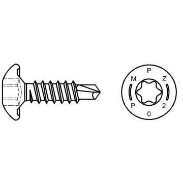 Self-drilling panhead screw (zinc coating). Drilling capacity max. 2 x 1,