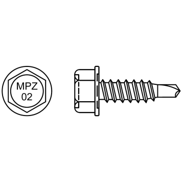 Self-drilling screw (zinc coating). Drilling capacity max. 2 x 1,25 mm