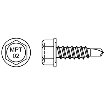 Self-drilling screw (ceramic coating). Drilling capacity max. 2 x 1,25 mm