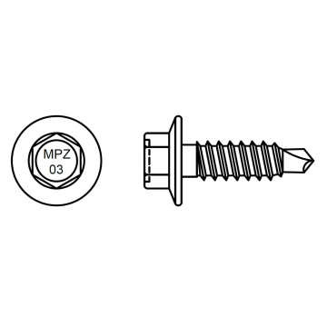 Self-drilling screw with integrated washer (zinc coating). Drilling capac