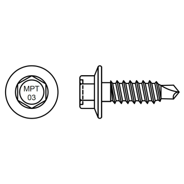 Self-drilling screw with integrated washer (ceramic coating). Drilling ca