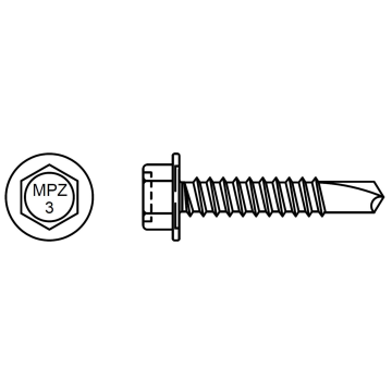 Self-drilling screw (zinc coating). Drilling capacity max. 3 mm