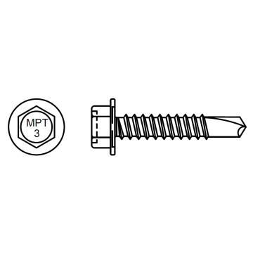Self-drilling screw (ceramic coating). Drilling capacity max. 3 mm