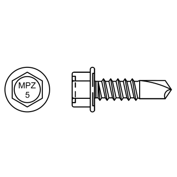Self-drilling screw (zinc coating). Drilling capacity max. 5 mm