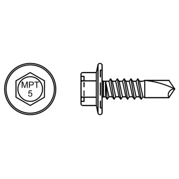 Self-drilling screw with integrated washer (ceramic coating). Drilling ca