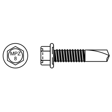 Self-drilling screw (zinc coating). Drilling capacity max. 8 mm