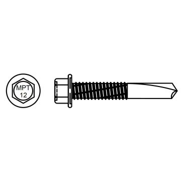 Self-drilling screw (ceramic coating). Drilling capacity max. 12 mm