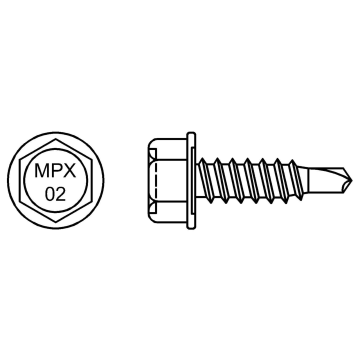 Self-drilling screw (bi-metal). Drilling capacity max. 2 x 1,25 mm