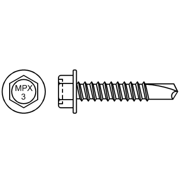 Self-drilling screw (bi-metal). Drilling capacity max. 3 mm