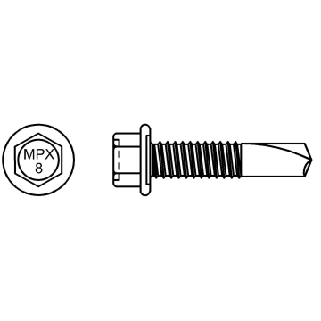Self-drilling screw (bi-metal). Drilling capacity max. 8 mm