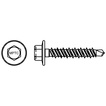 Self-drilling screw with integrated washer for wood and concrete (ceramic