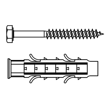 Expansion plastic plug with hex head screw PowerFix