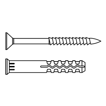 Countersunk plastic plug with hammer nail