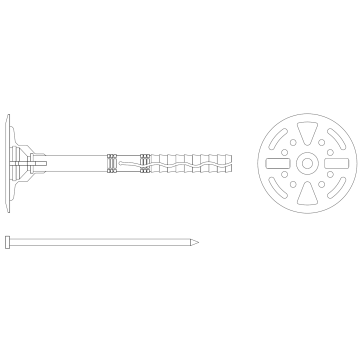 Thermal insulation plastic plug with metal pin and short expansion zone