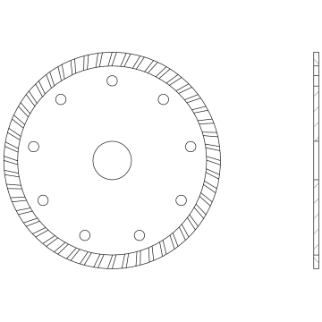 Turbo diamond cutting wheel-continuous rim, for wet and dry application