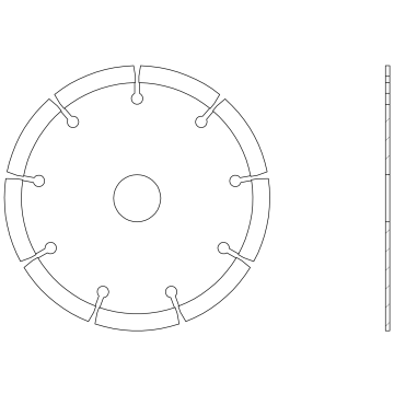 Diamond cutting wheel-segmented, for dry application