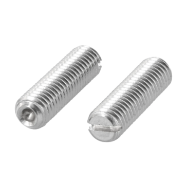 Recessed end grub screw with straight recess