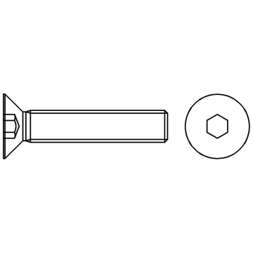 Hexagon socket countersunk head screw with pilot INOX 